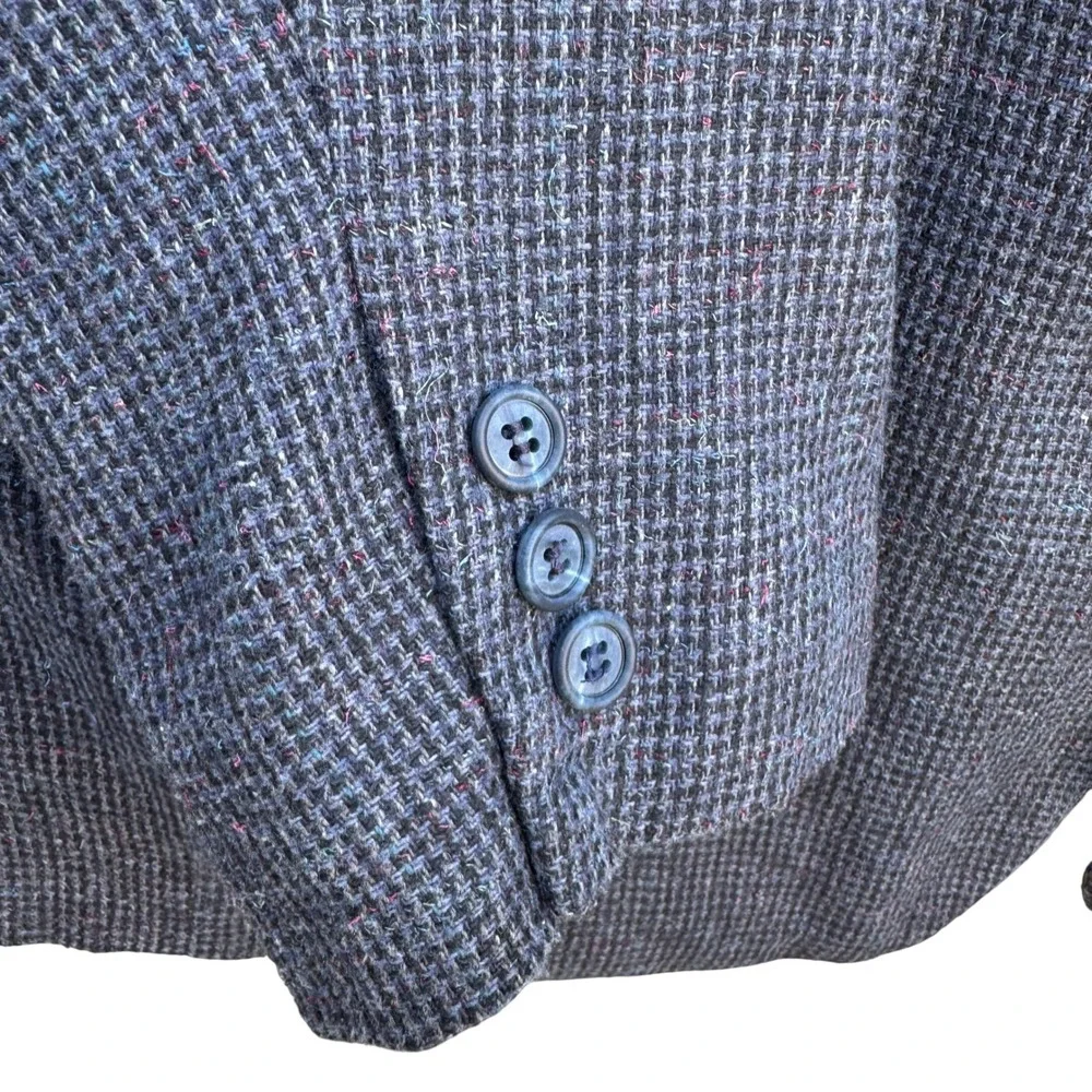 Jordache Vintage 80s 90s Tweed Linen Wool‎ Blend Blazer Sport Coat Grey Mens 44R